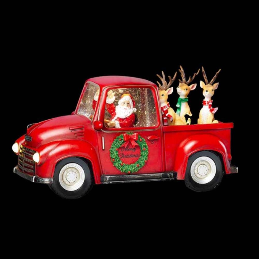 Snow Globes Christmas Imaginarium  | Light Up Swirl Santa Driving Truck With Reindeer